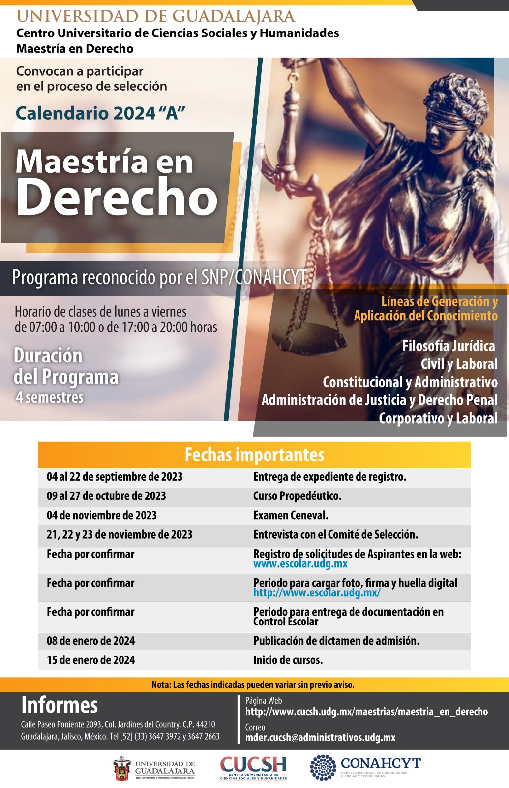 Maestría en Derecho Calendario 2024A CENTRO UNIVERSITARIO DE